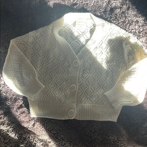 Open-Knit Cream Button-Front kids 2t jumping bean Cardigan Sweater